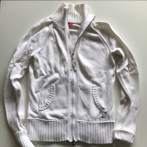 [Esprit] White Zip Up Sweater